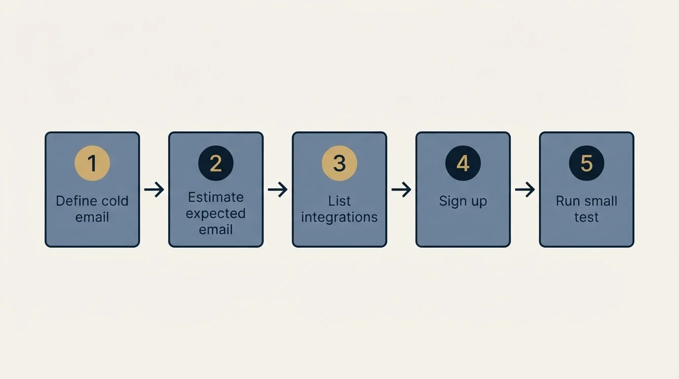 Step sequence: Getting Started Checklist (Define cold email, Estimate expected email, List integrations, Sign up)
