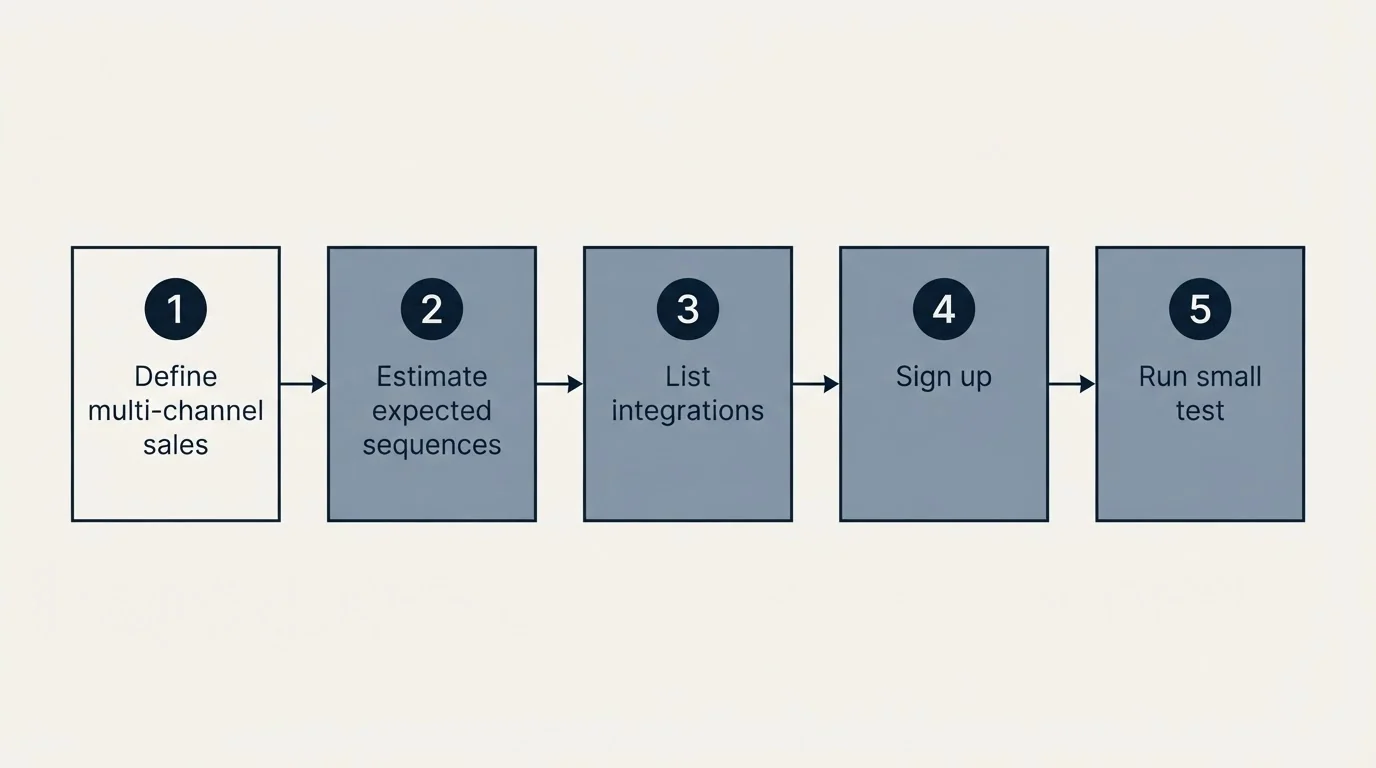 Step sequence: Getting Started Checklist (Define multi-channel sales, Estimate expected sequences, List integrations, Sign up)