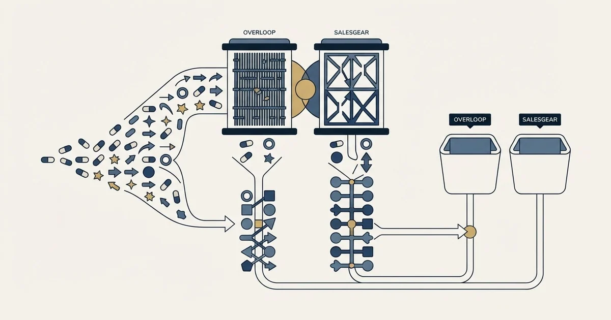 Editorial illustration for Overloop AI vs Salesgear