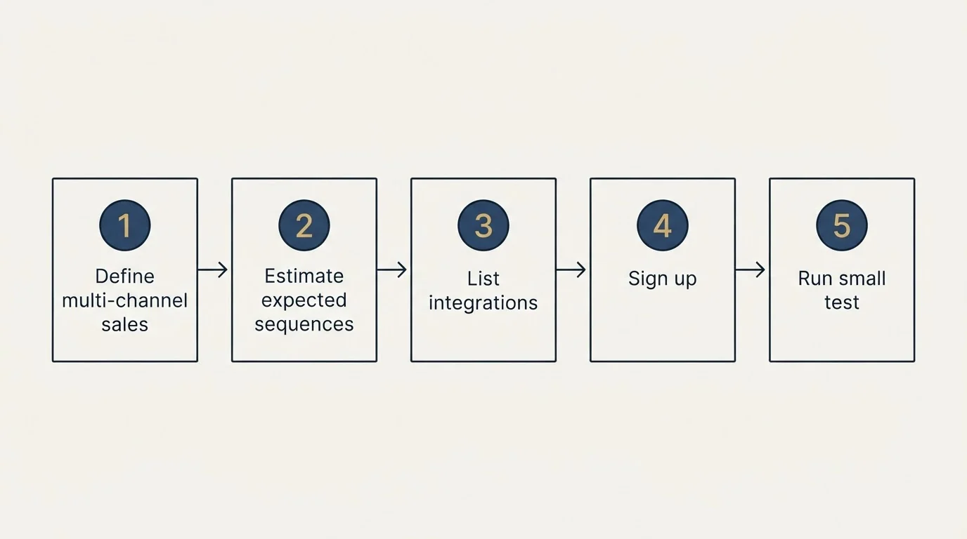 Step sequence: Getting Started Checklist (Define multi-channel sales, Estimate expected sequences, List integrations, Sign up)