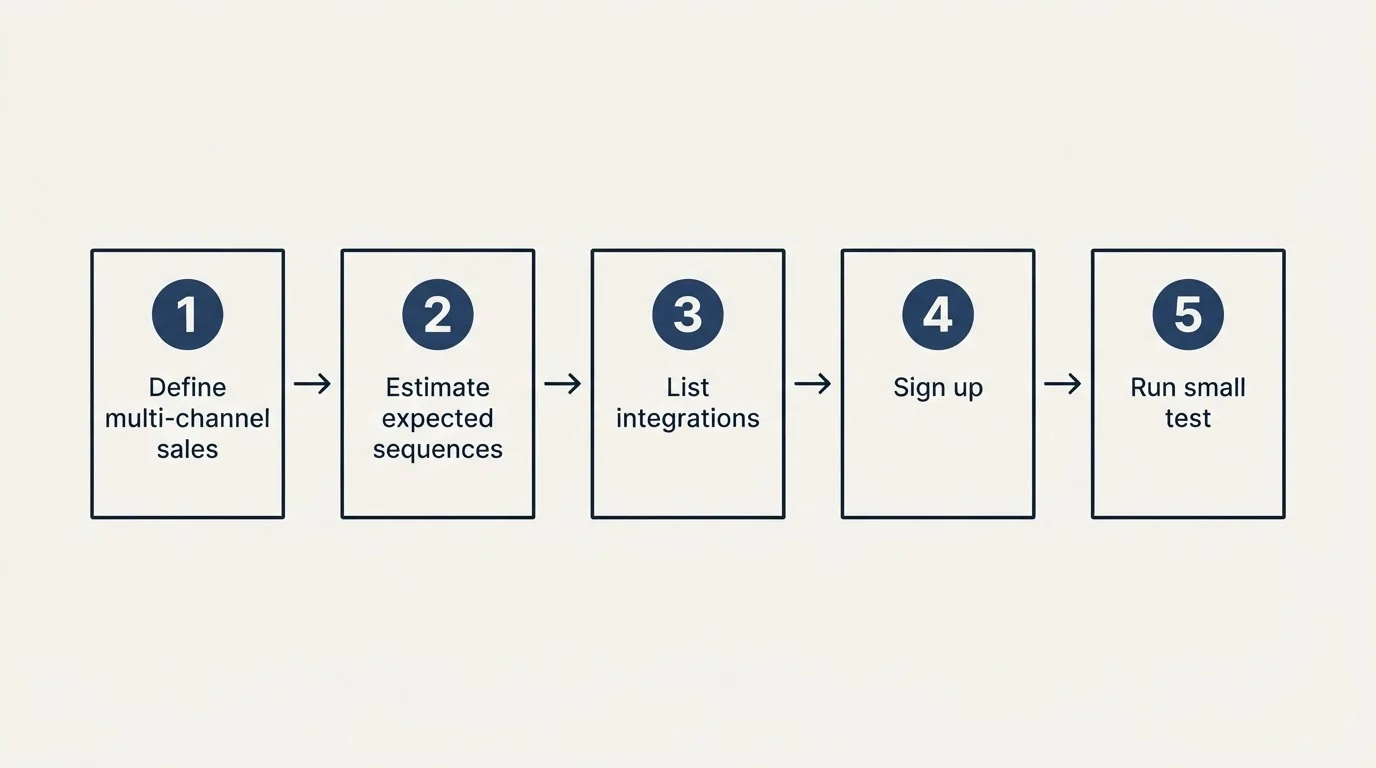 Step sequence: Getting Started Checklist (Define multi-channel sales, Estimate expected sequences, List integrations, Sign up)