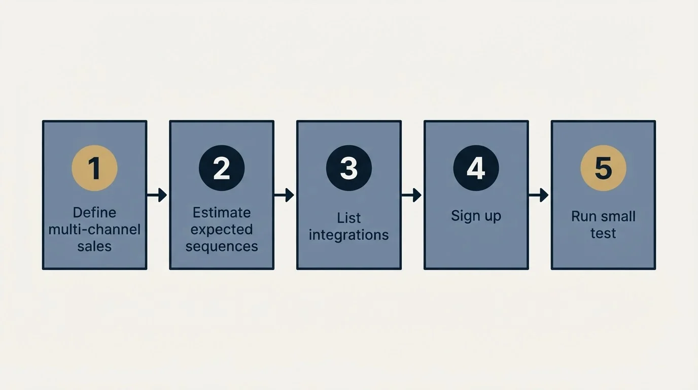 Step sequence: Getting Started Checklist (Define multi-channel sales, Estimate expected sequences, List integrations, Sign up)