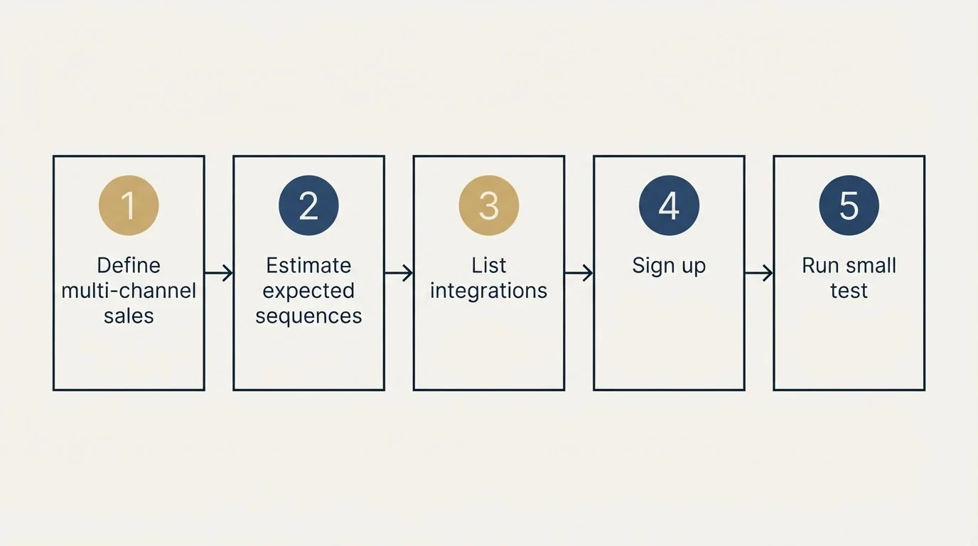 Step sequence: Getting Started Checklist (Define multi-channel sales, Estimate expected sequences, List integrations, Sign up)