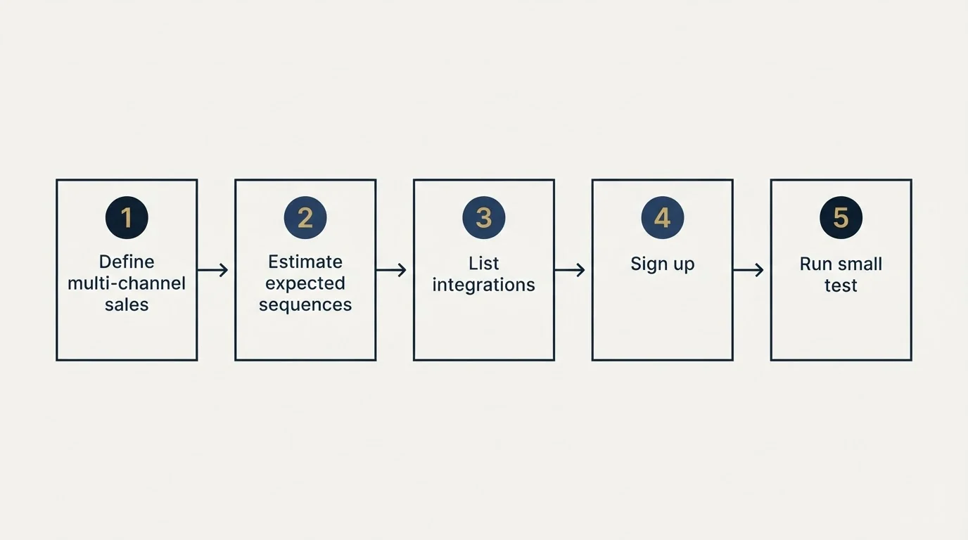 Step sequence: Getting Started Checklist (Define multi-channel sales, Estimate expected sequences, List integrations, Sign up)