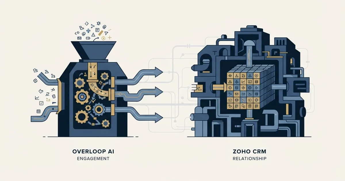 Editorial illustration for Overloop AI vs Zoho CRM