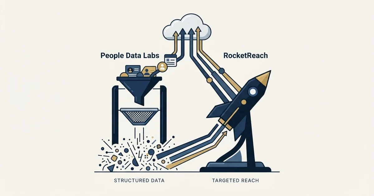 Editorial illustration for People Data Labs vs RocketReach