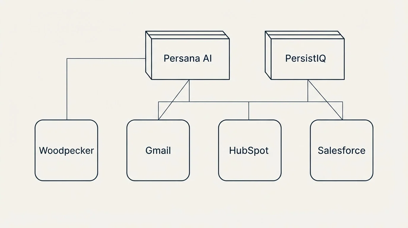 Integration grid: Integration Ecosystem (Persana AI, PersistIQ, Gmail, HubSpot)