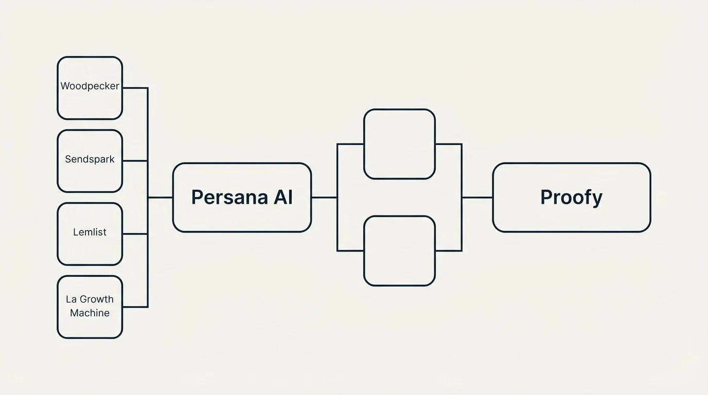Integration flow: Integration Ecosystem (Persana AI, Proofy, Woodpecker, Sendspark)