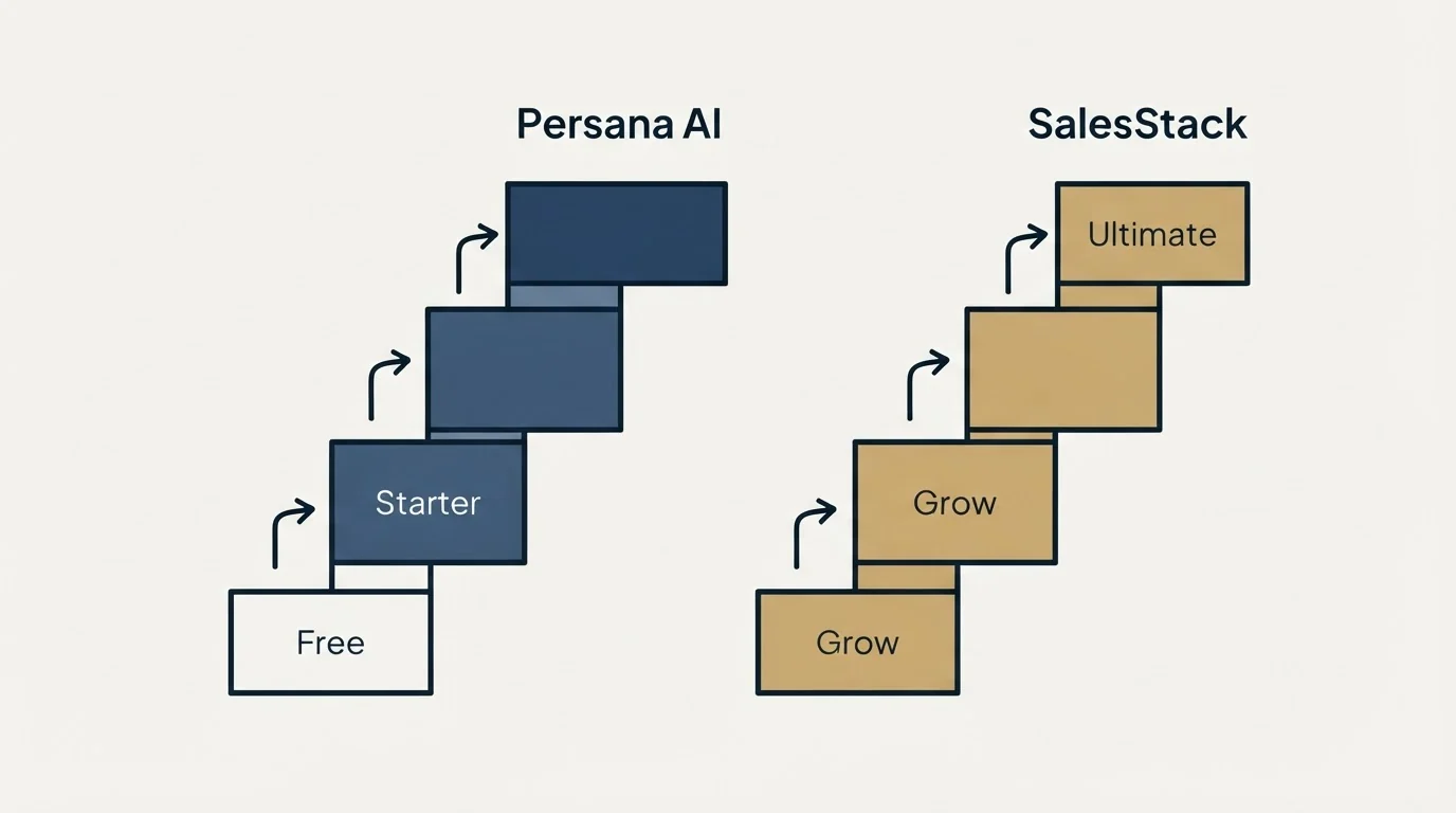 Pricing ladder: Pricing Comparison (Persana AI, SalesStack, Free, Grow)