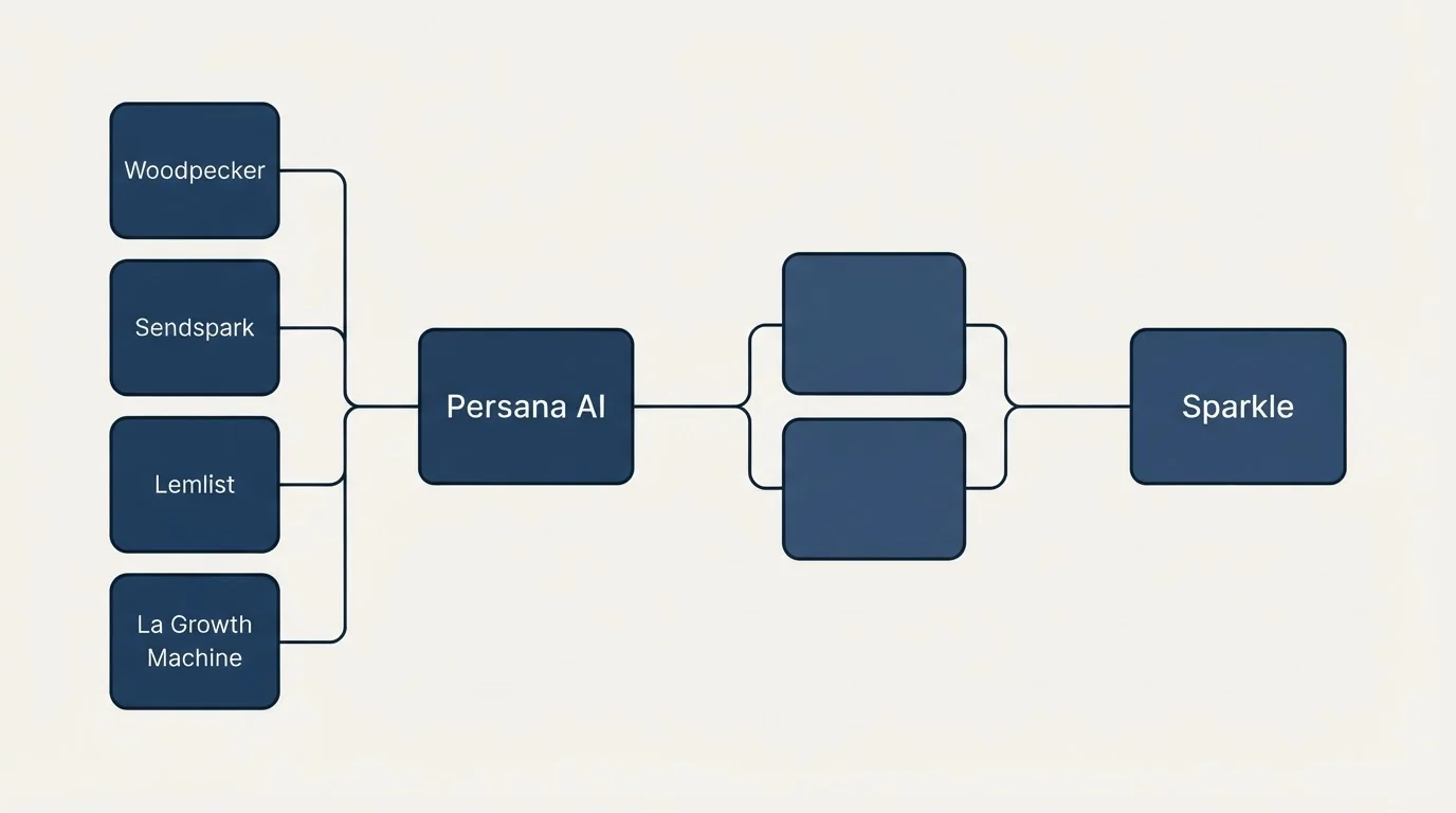 Integration schematic: Integration Ecosystem (Persana AI, Sparkle, Woodpecker, Sendspark)