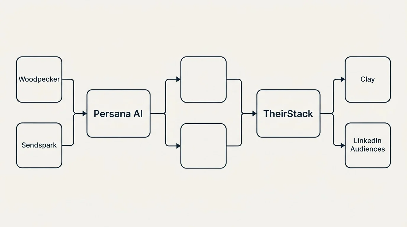 Integration flow: Integration Ecosystem (Persana AI, TheirStack, Woodpecker, Clay)