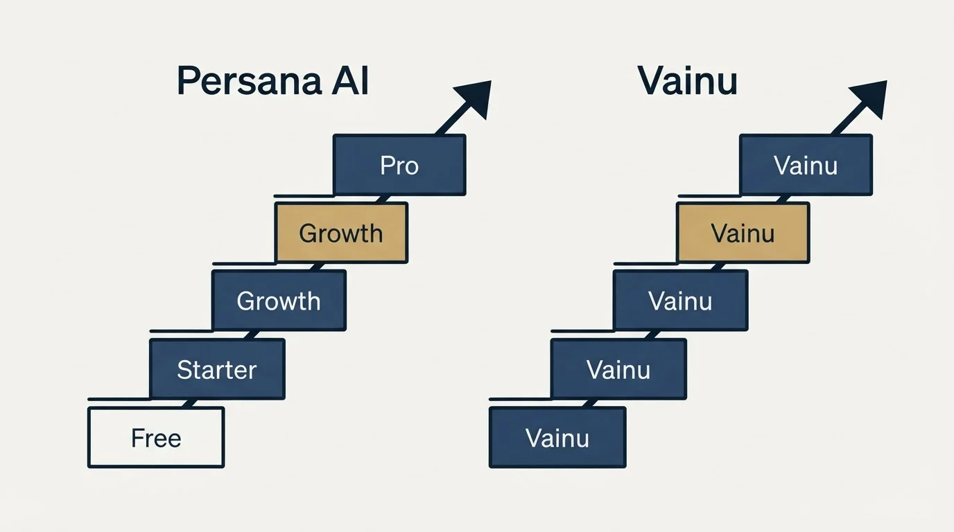 Pricing ladder: Pricing Comparison (Persana AI, Vainu, Free, Starter)