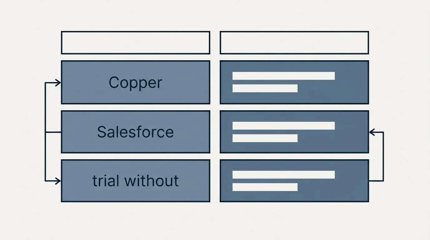 Pricing table: The trial without a price (Copper, Salesforce, trial without)