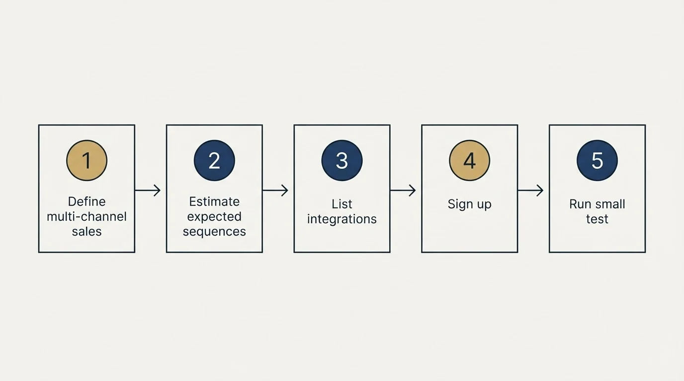 Step sequence: Getting Started Checklist (Define multi-channel sales, Estimate expected sequences, List integrations, Sign up)