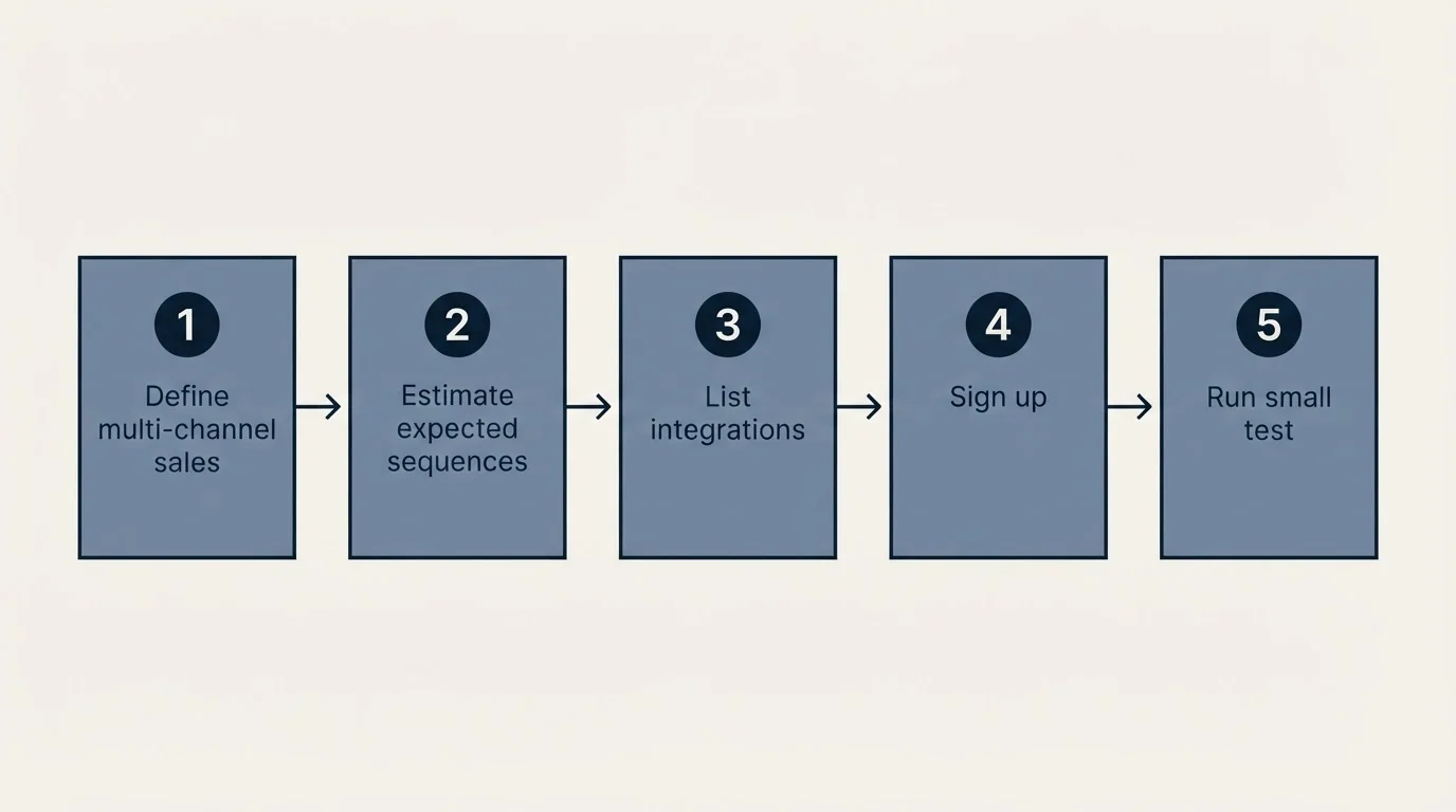 Step sequence: Getting Started Checklist (Define multi-channel sales, Estimate expected sequences, List integrations, Sign up)