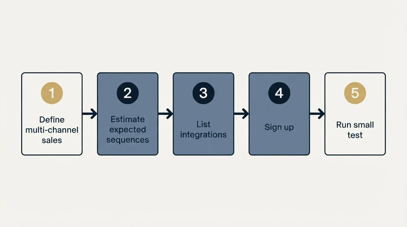 Step sequence: Getting Started Checklist (Define multi-channel sales, Estimate expected sequences, List integrations, Sign up)
