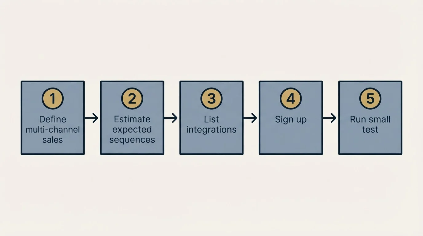 Step sequence: Getting Started Checklist (Define multi-channel sales, Estimate expected sequences, List integrations, Sign up)