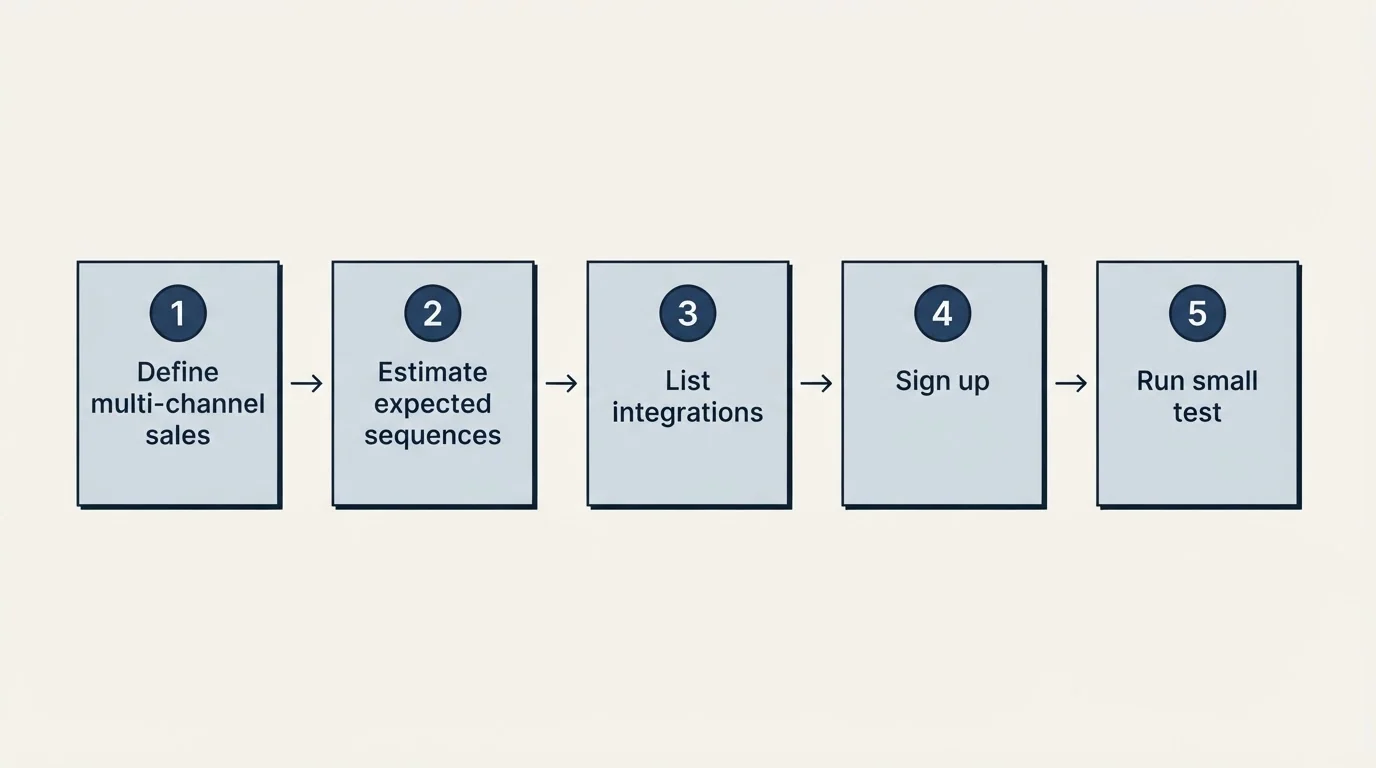 Step sequence: Getting Started Checklist (Define multi-channel sales, Estimate expected sequences, List integrations, Sign up)