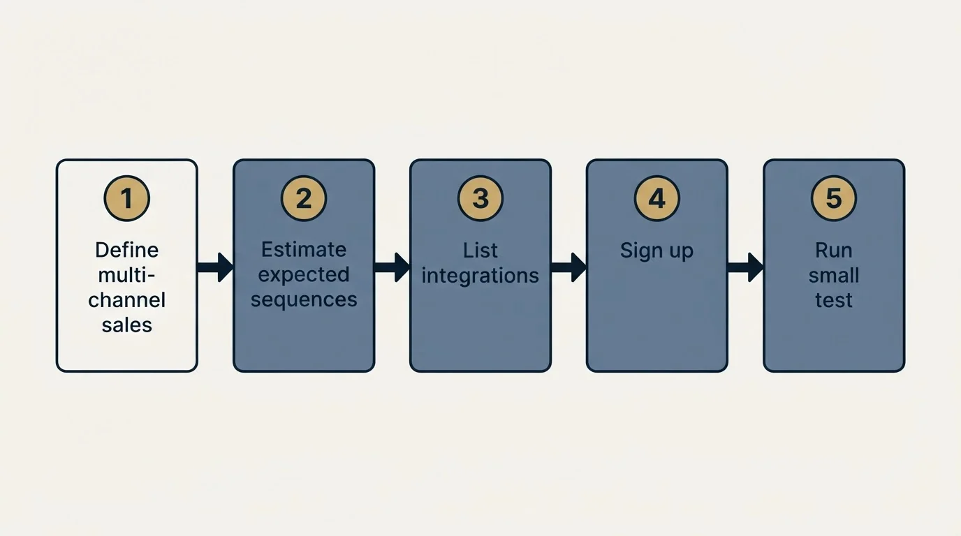 Step sequence: Getting Started Checklist (Define multi-channel sales, Estimate expected sequences, List integrations, Sign up)