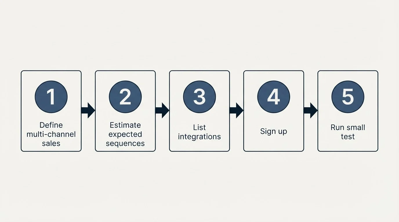 Step sequence: Getting Started Checklist (Define multi-channel sales, Estimate expected sequences, List integrations, Sign up)