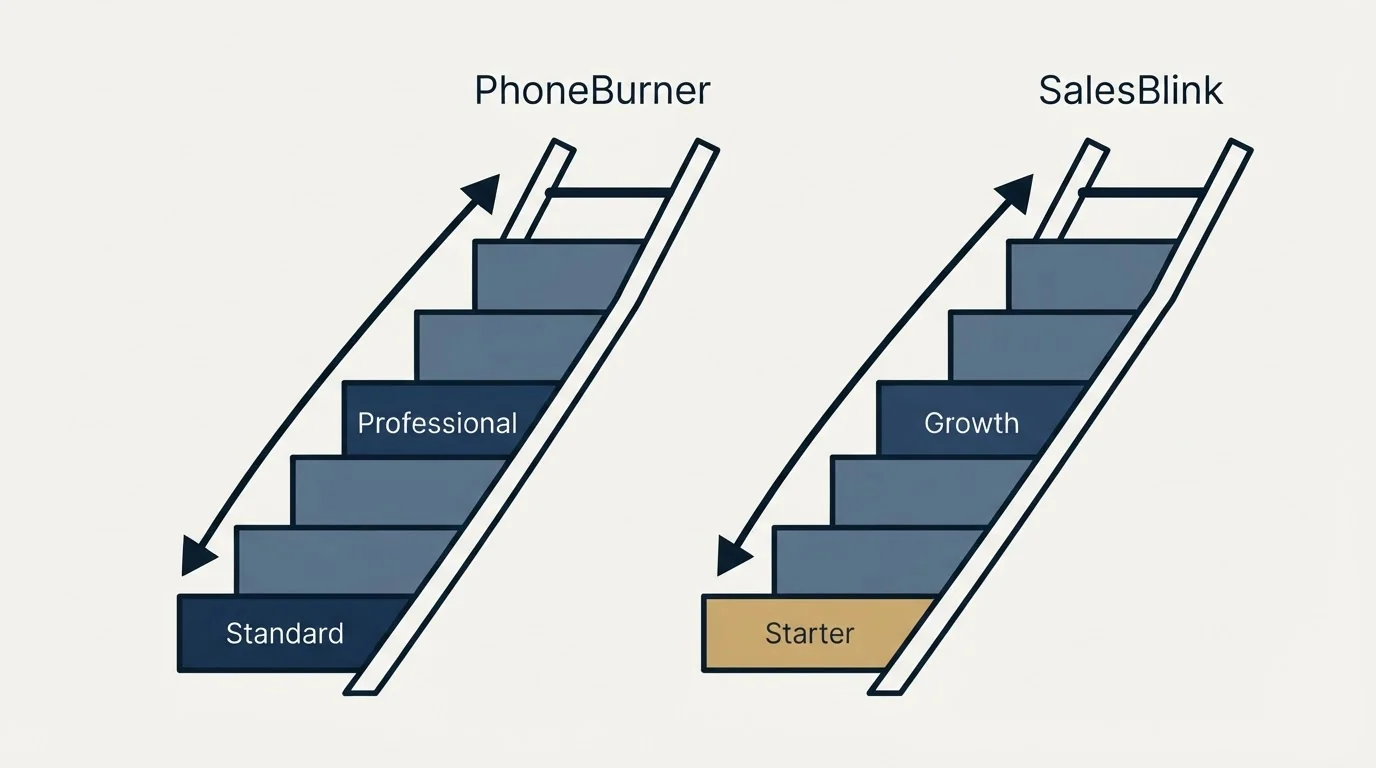 Pricing ladder: Pricing Comparison (PhoneBurner, SalesBlink, Standard, Starter)