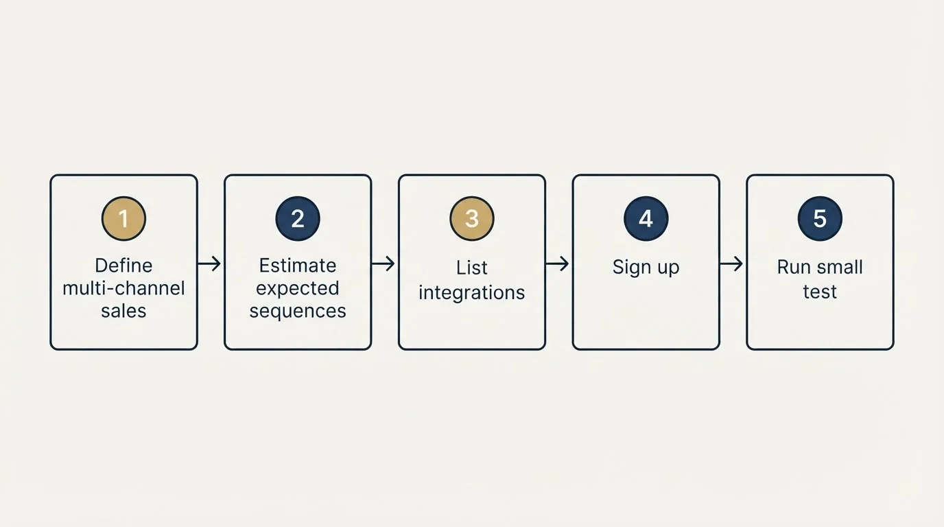 Step sequence: Getting Started Checklist (Define multi-channel sales, Estimate expected sequences, List integrations, Sign up)