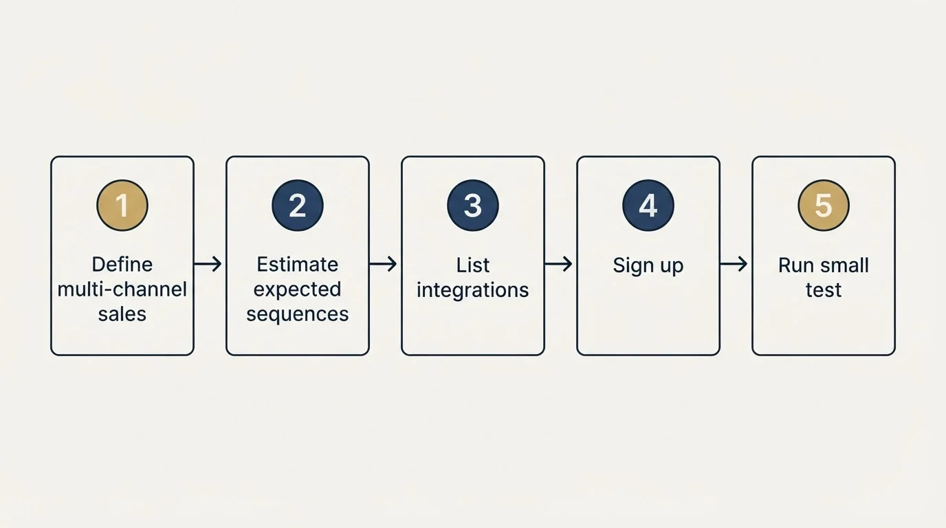Step sequence: Getting Started Checklist (Define multi-channel sales, Estimate expected sequences, List integrations, Sign up)