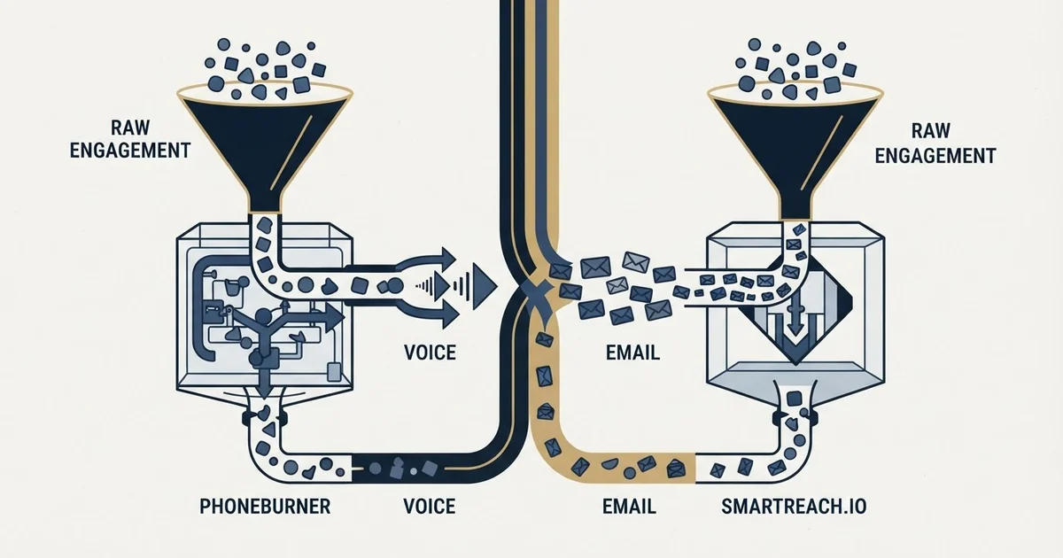 Editorial illustration for PhoneBurner vs SmartReach.io
