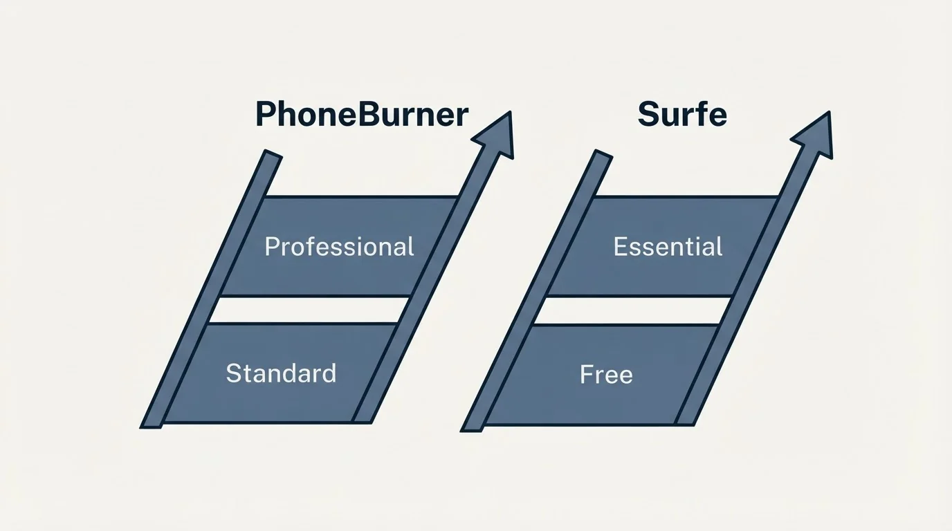 Pricing ladder: Pricing Comparison (PhoneBurner, Surfe, Standard, Free)