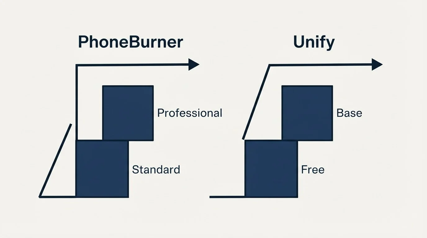 Pricing ladder: Pricing Comparison (PhoneBurner, Unify, Standard, Free)