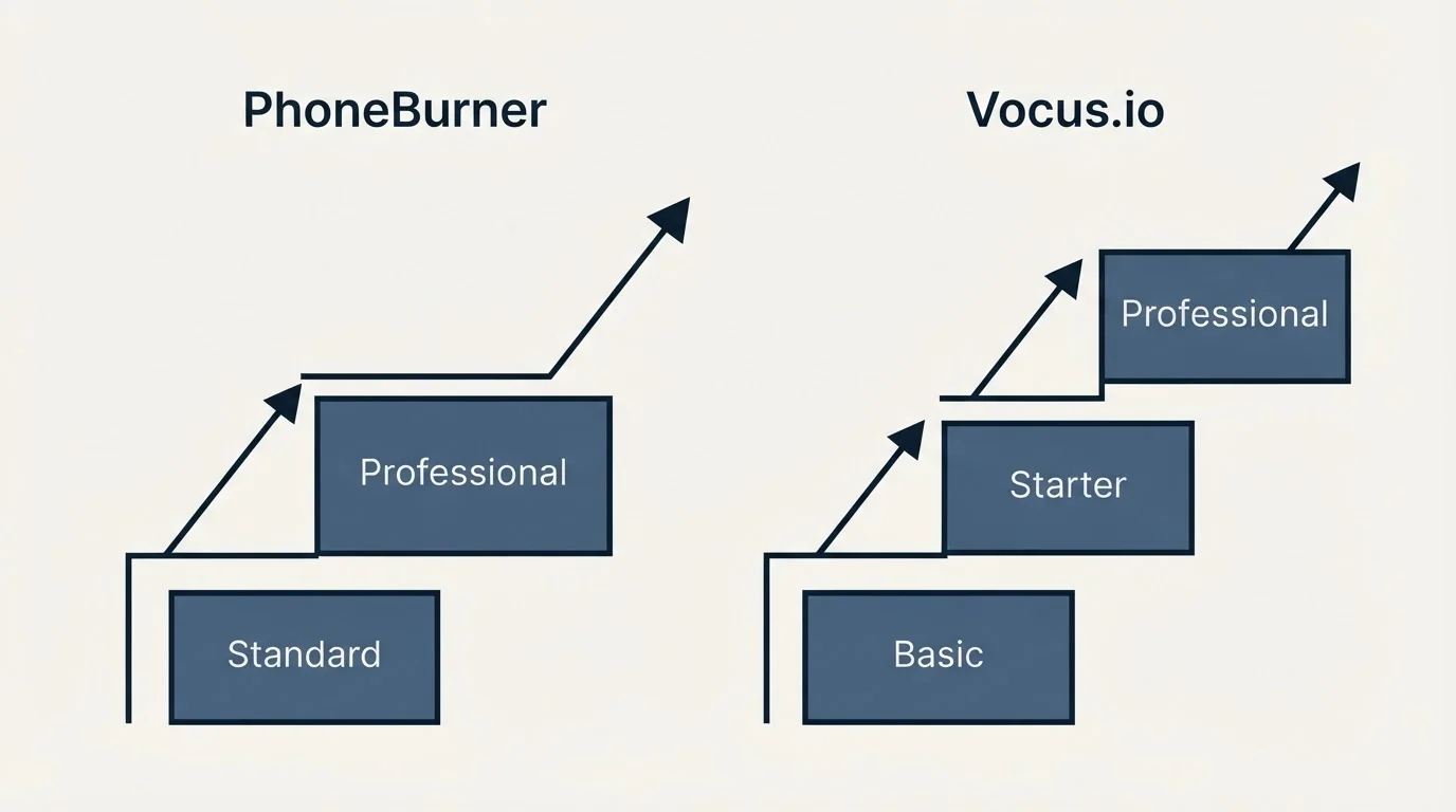 Pricing ladder: Pricing Comparison (PhoneBurner, Vocus.io, Standard, Basic)
