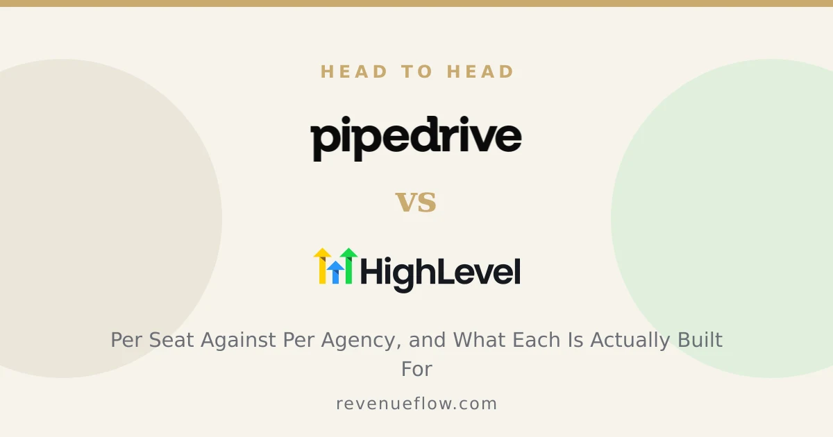 Branded cover: Pipedrive vs GoHighLevel: Per Seat Against Per Agency, and What Each Is Actually Built For