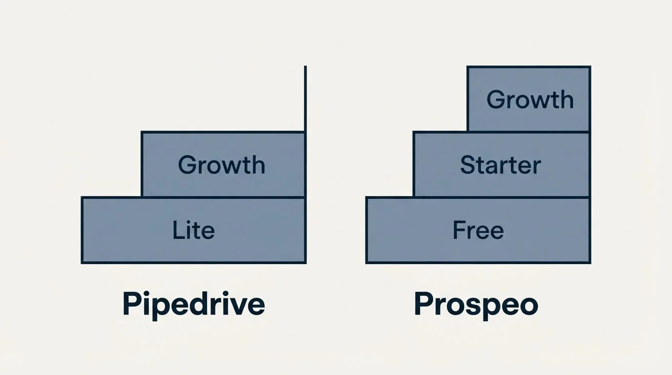 Pricing ladder: Pricing Comparison (Pipedrive, Prospeo, Lite, Free)