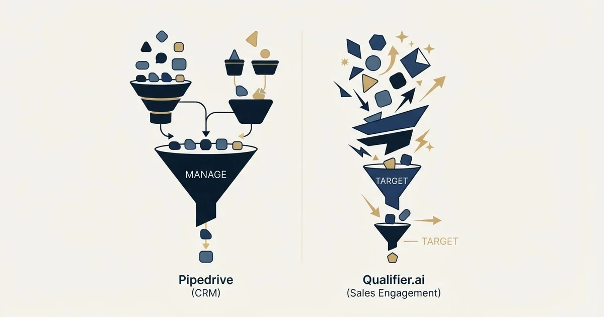 Editorial illustration for Pipedrive vs Qualifier.ai