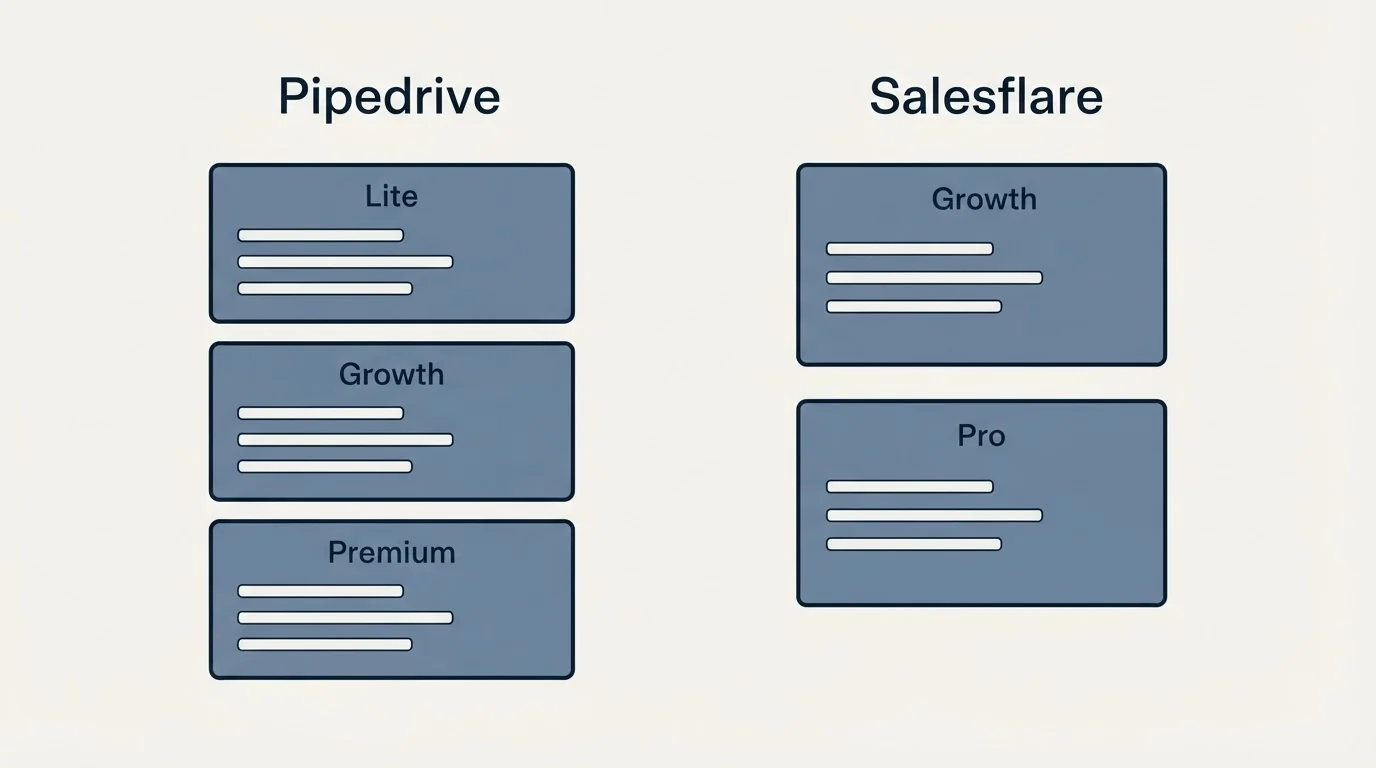 Pricing panels: Pricing Comparison (Pipedrive, Salesflare, Lite, Growth)
