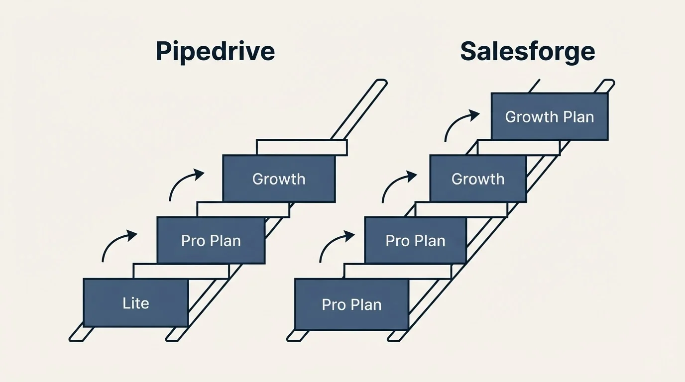 Pricing ladder: Pricing Comparison (Pipedrive, Salesforge, Lite, Pro Plan)