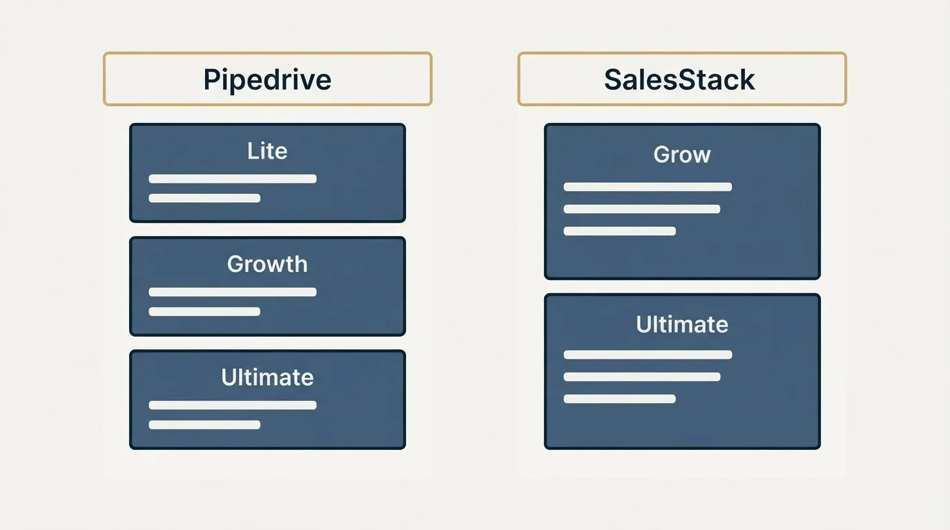 Pricing panels: Pricing Comparison (Pipedrive, SalesStack, Lite, Grow)
