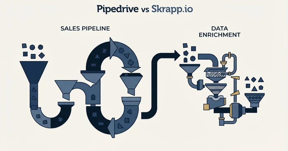 Editorial illustration for Pipedrive vs Skrapp.io