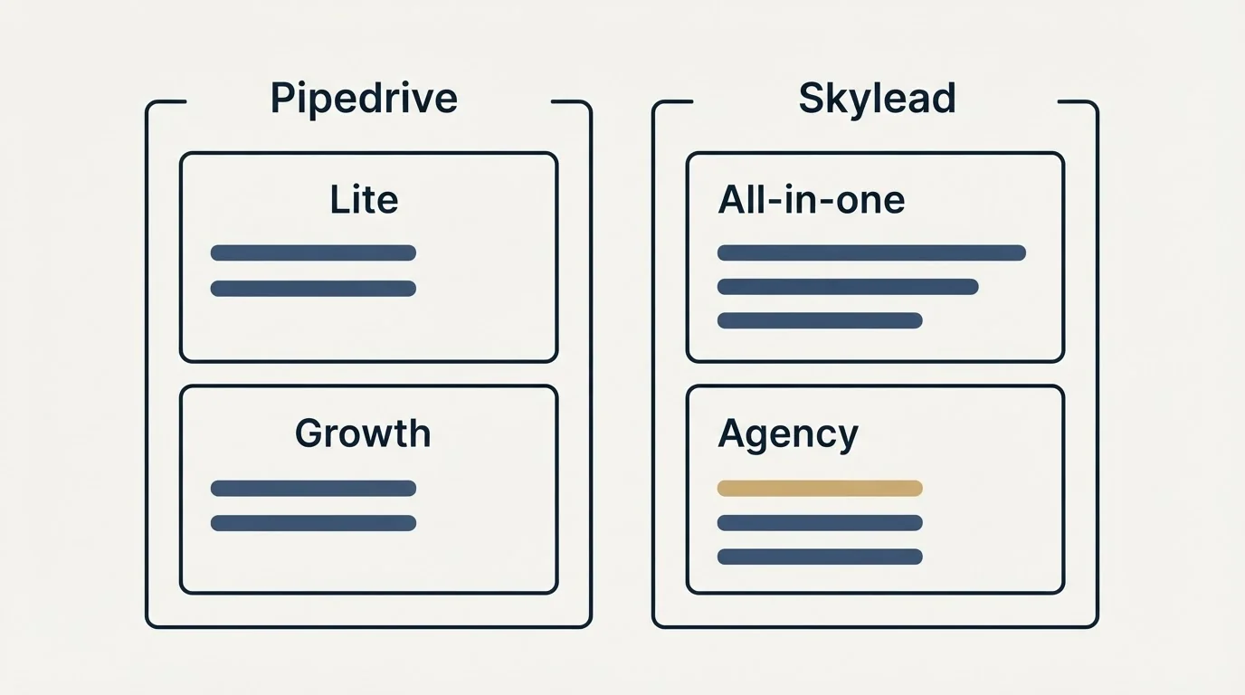 Pricing panels: Pricing Comparison (Pipedrive, Skylead, Lite, All-in-one)