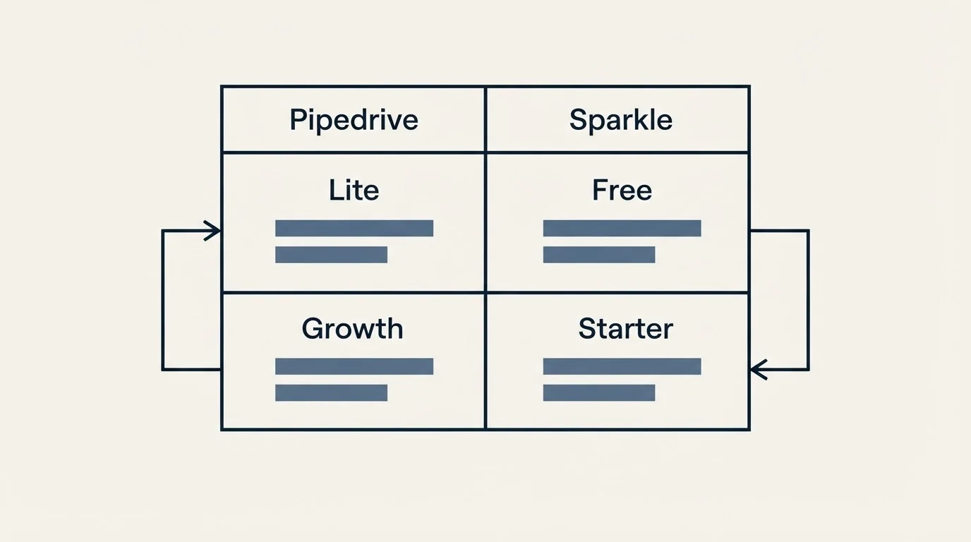Pricing table: Pricing Comparison (Pipedrive, Sparkle, Lite, Free)