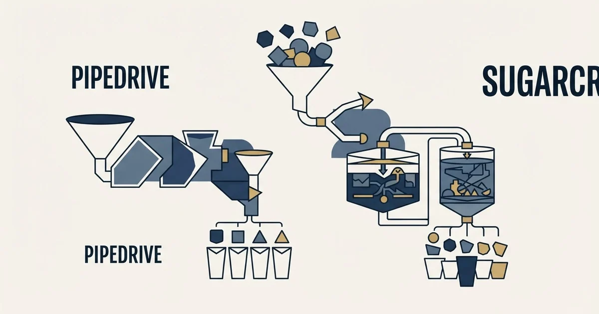 Editorial illustration for Pipedrive vs SugarCRM