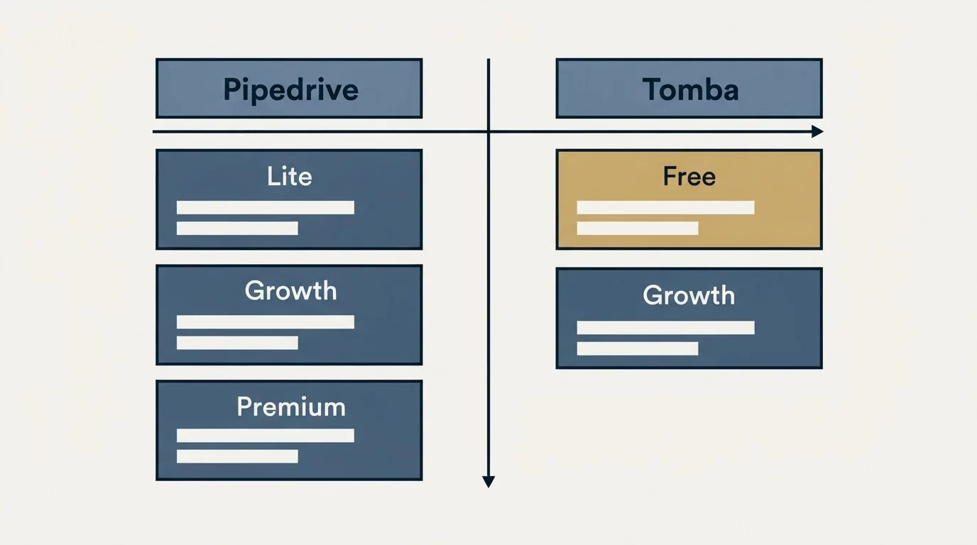 Pricing table: Pricing Comparison (Pipedrive, Tomba, Lite, Free)