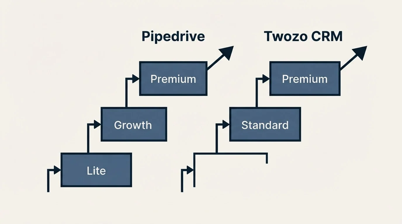 Pricing ladder: Pricing Comparison (Pipedrive, Twozo CRM, Lite, Standard)