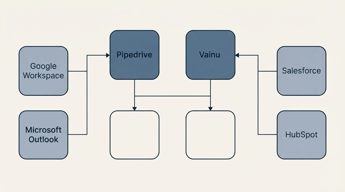 Integration grid: Integration Ecosystem (Pipedrive, Vainu, Google Workspace, Salesforce)