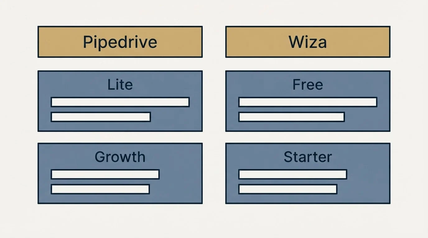 Pricing table: Pricing Comparison (Pipedrive, Wiza, Lite, Free)