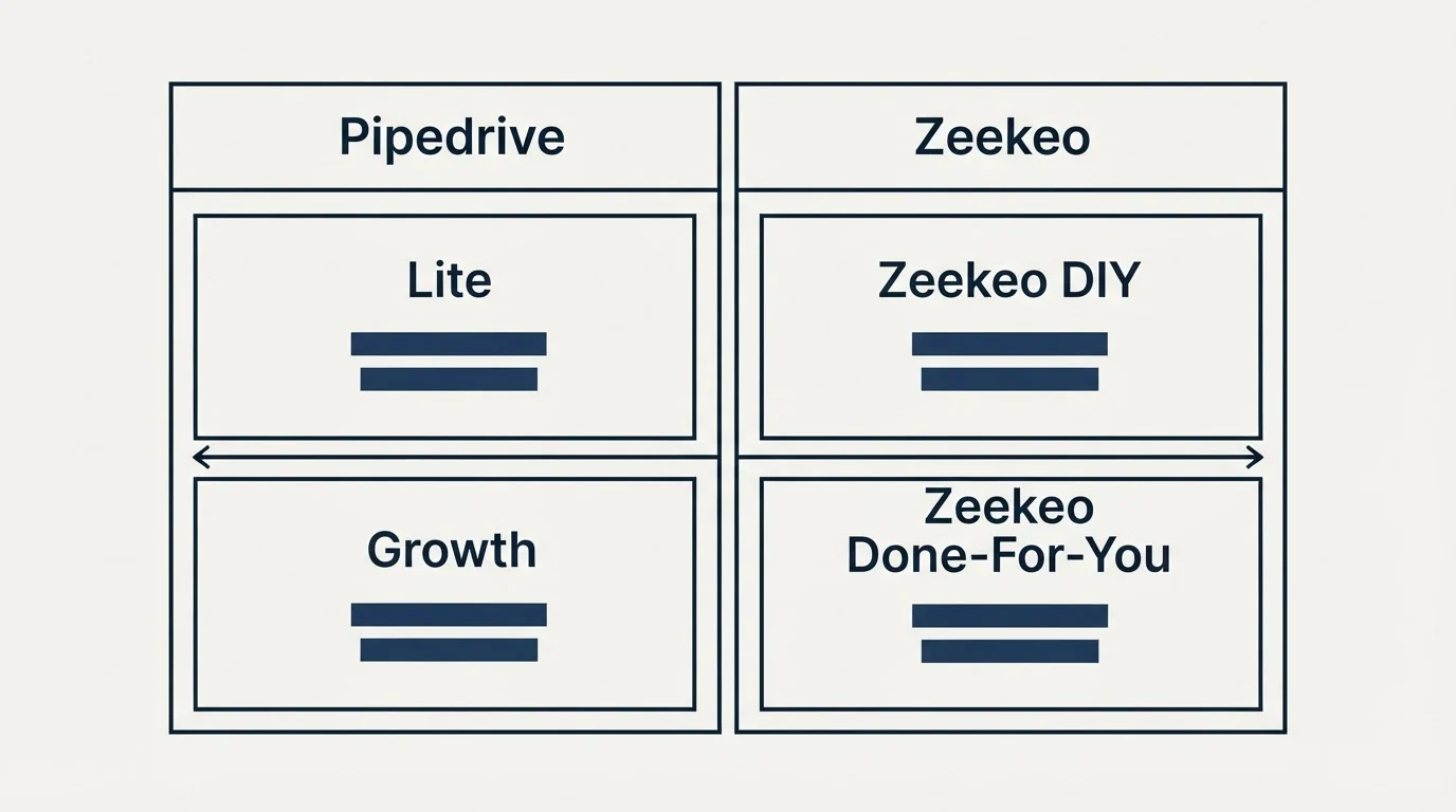 Pricing table: Pricing Comparison (Pipedrive, Zeekeo, Lite, Zeekeo DIY)