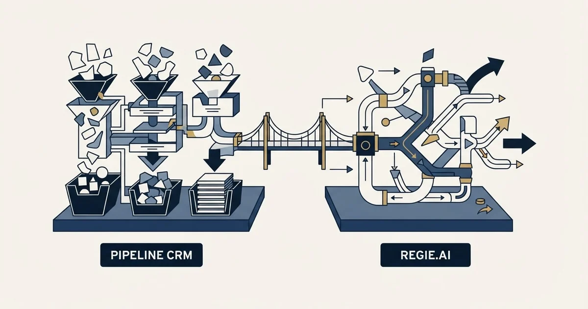 Editorial illustration for Pipeline CRM vs Regie.ai