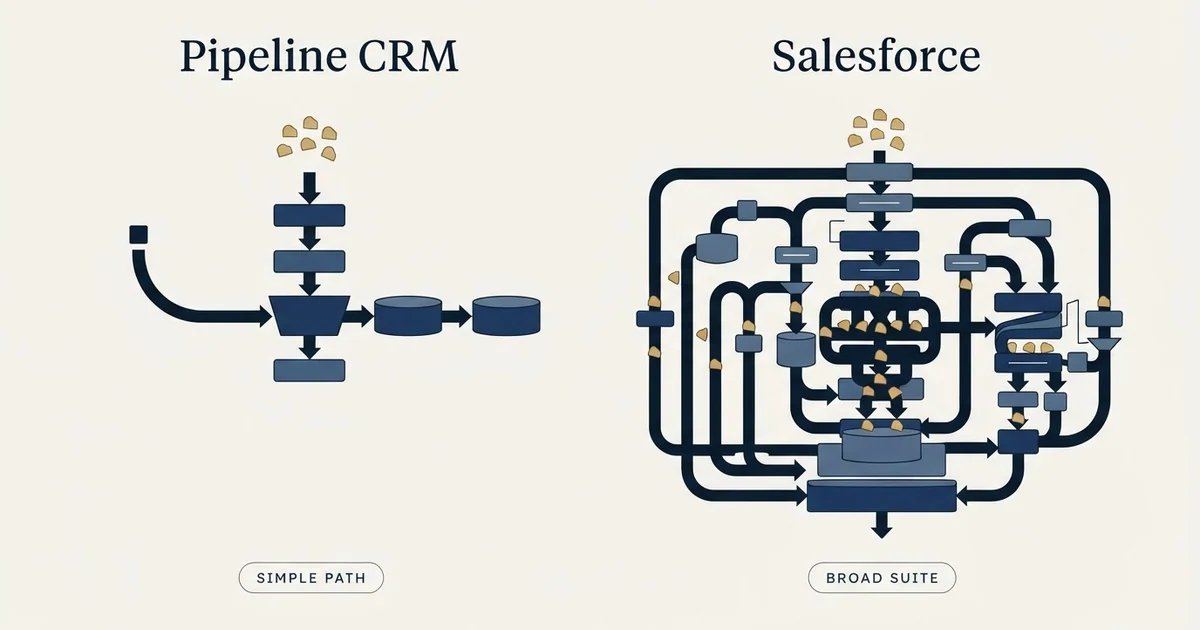 Editorial illustration for Pipeline CRM vs Salesforce