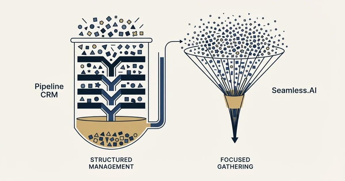 Editorial illustration for Pipeline CRM vs Seamless.AI