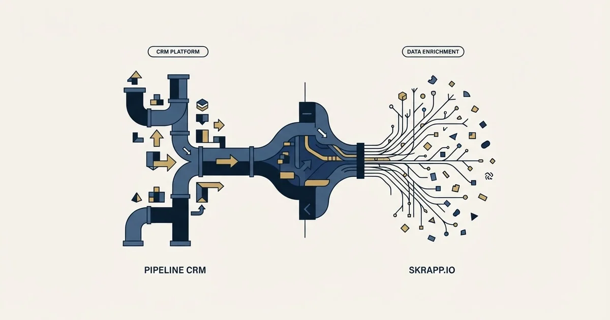 Editorial illustration for Pipeline CRM vs Skrapp.io